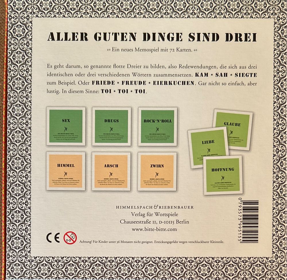 Aller guten Dinge sind drei  (2-8) board game collectible [Barcode 793573995155] - Main Image 2