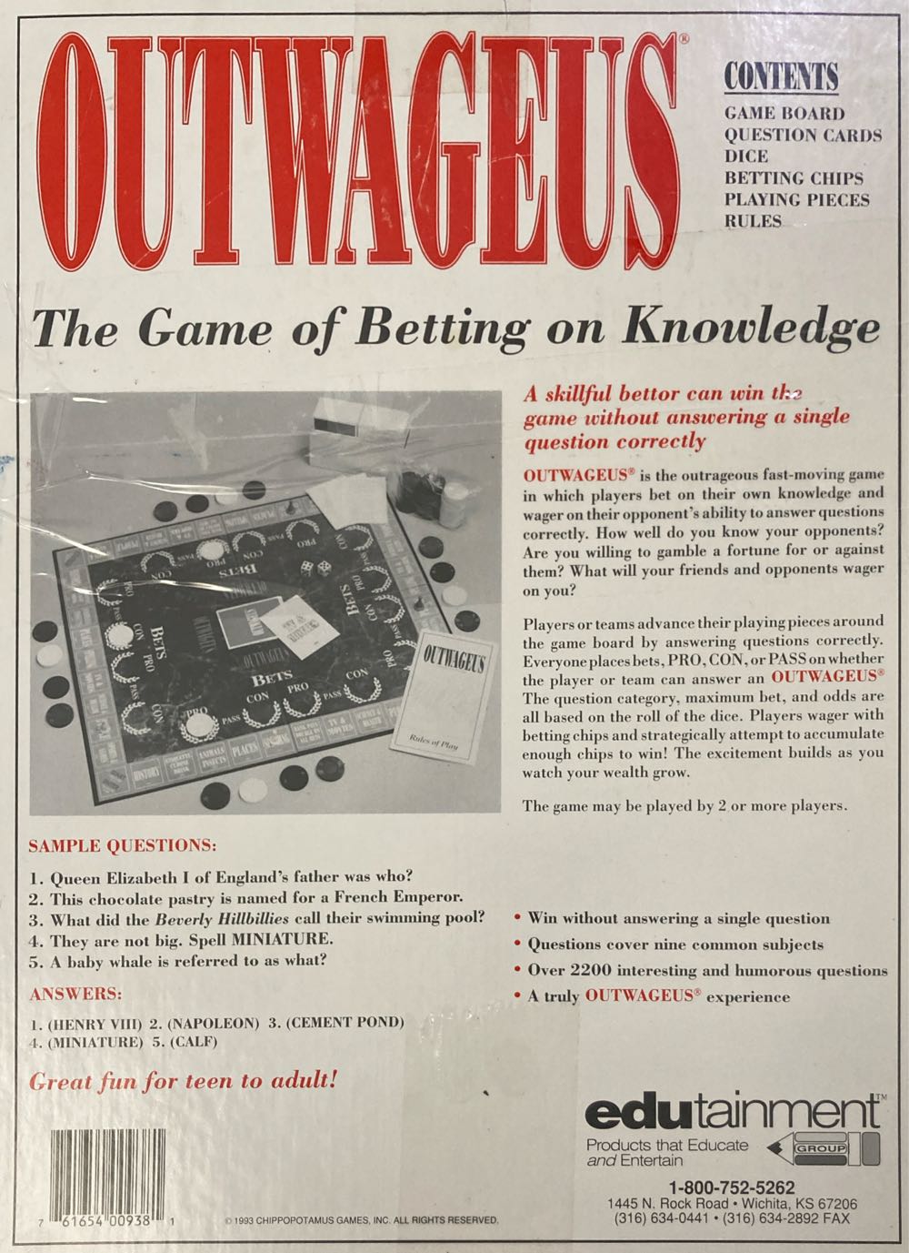 Outwageus   (2-8 Teams or) board game collectible [Barcode 761654009381] - Main Image 2