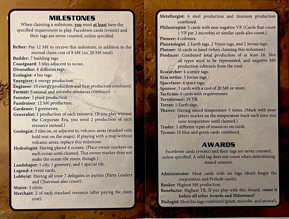 Terraforming Mars: Milestones & Awards  board game collectible [Barcode 810017900589] - Main Image 3