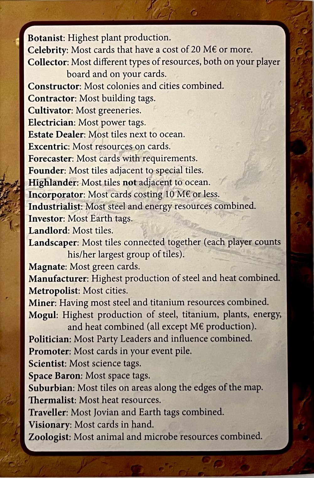 Terraforming Mars: Milestones & Awards  board game collectible [Barcode 810017900589] - Main Image 4