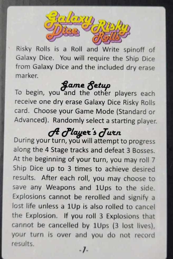 Galaxy Dice: Risky Rolls  (1) board game collectible - Main Image 3