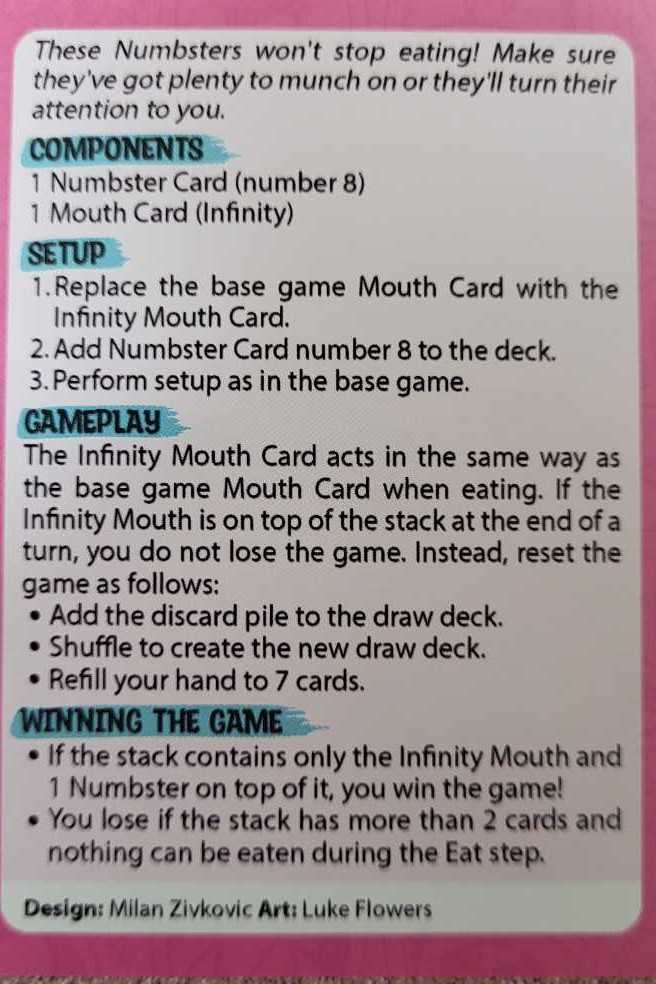 Numbsters: Infinity   (1) board game collectible - Main Image 2