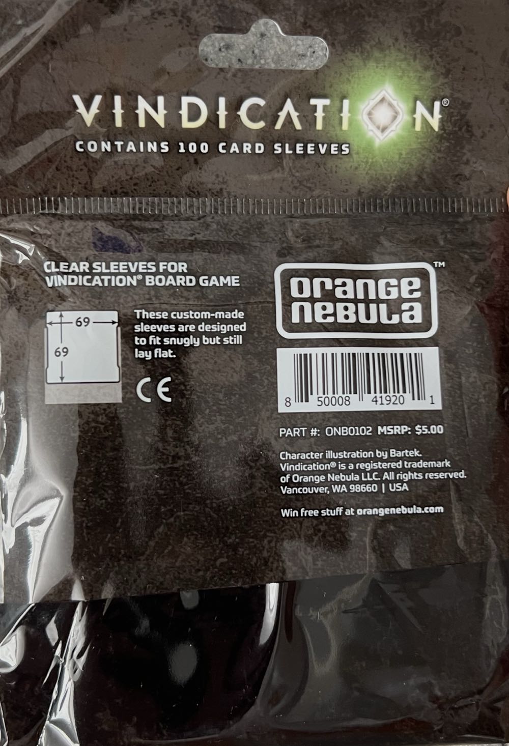 Vindication: 100 Card Sleeves 69x69mm  board game collectible [Barcode 850008419201] - Main Image 2