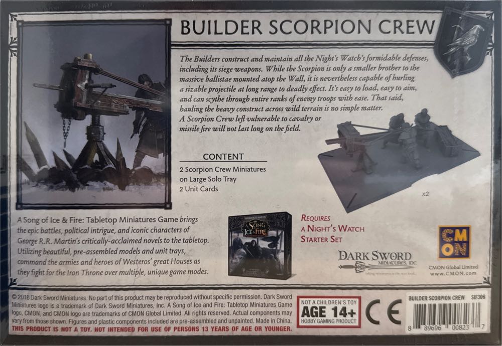 A Song Of Ice And Fire: Builder Scorpion Crew  board game collectible [Barcode 889696008237] - Main Image 2