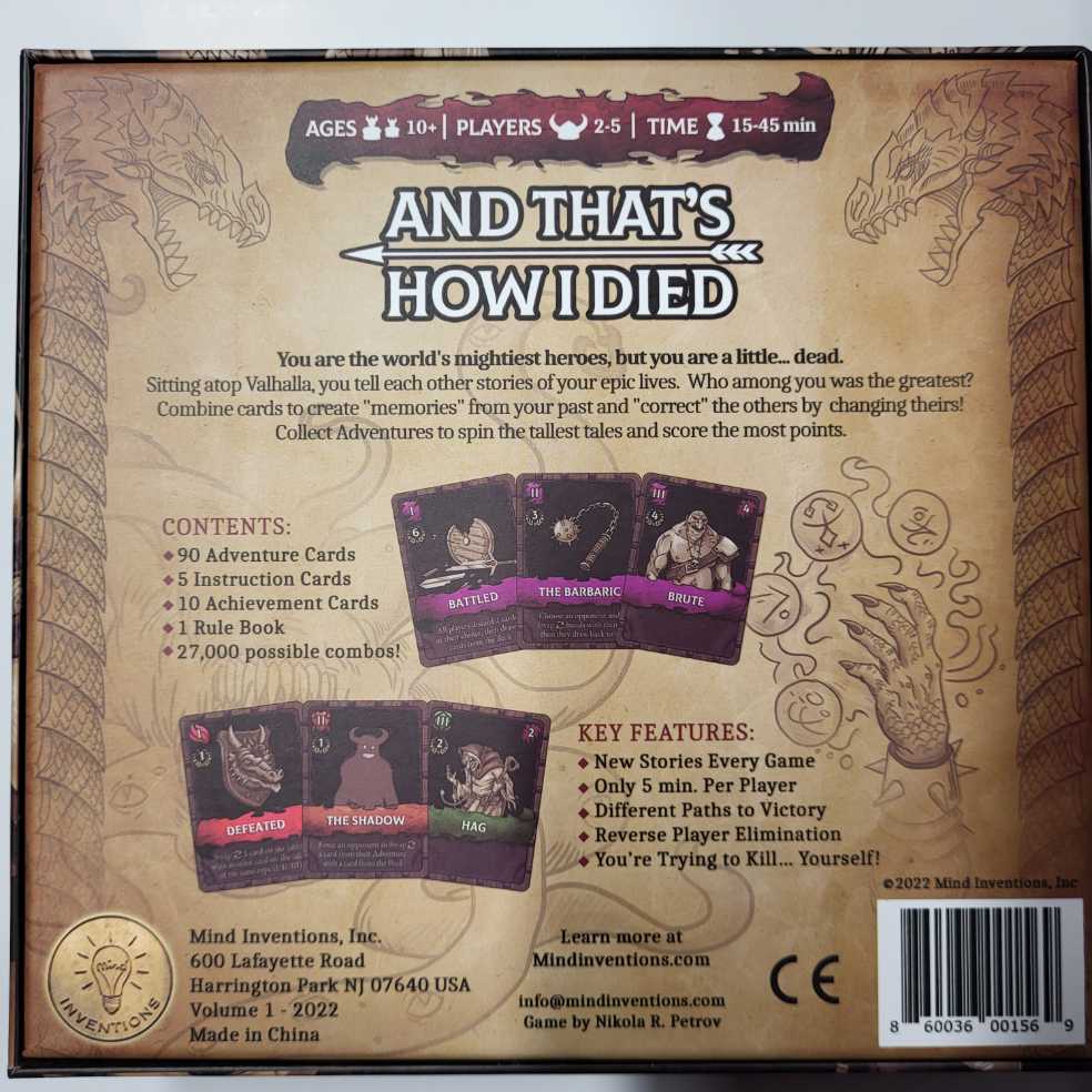 And That’s How I Died  (2-5) board game collectible - Main Image 2