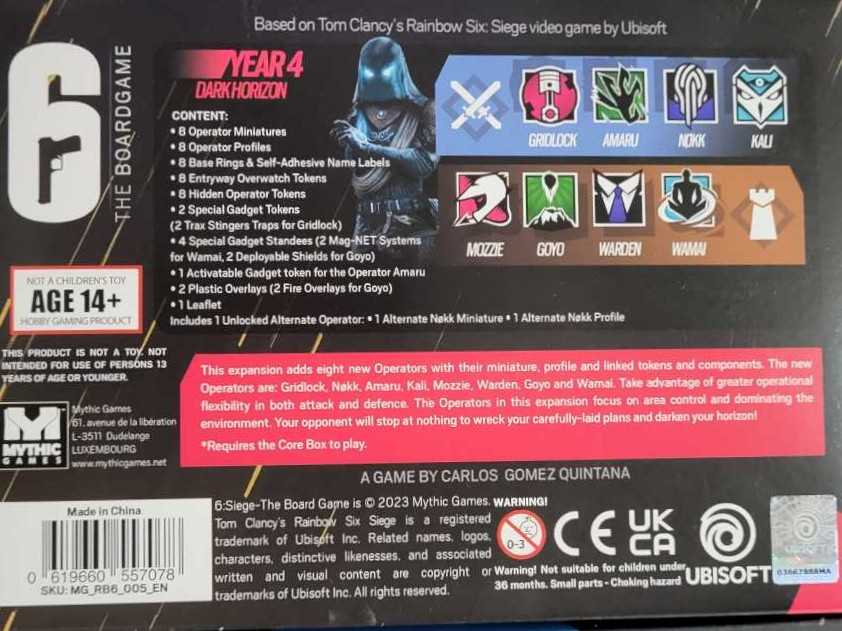 6 Siege: Year 4 Dark Horizon  (2-4) board game collectible [Barcode 619660557078] - Main Image 2