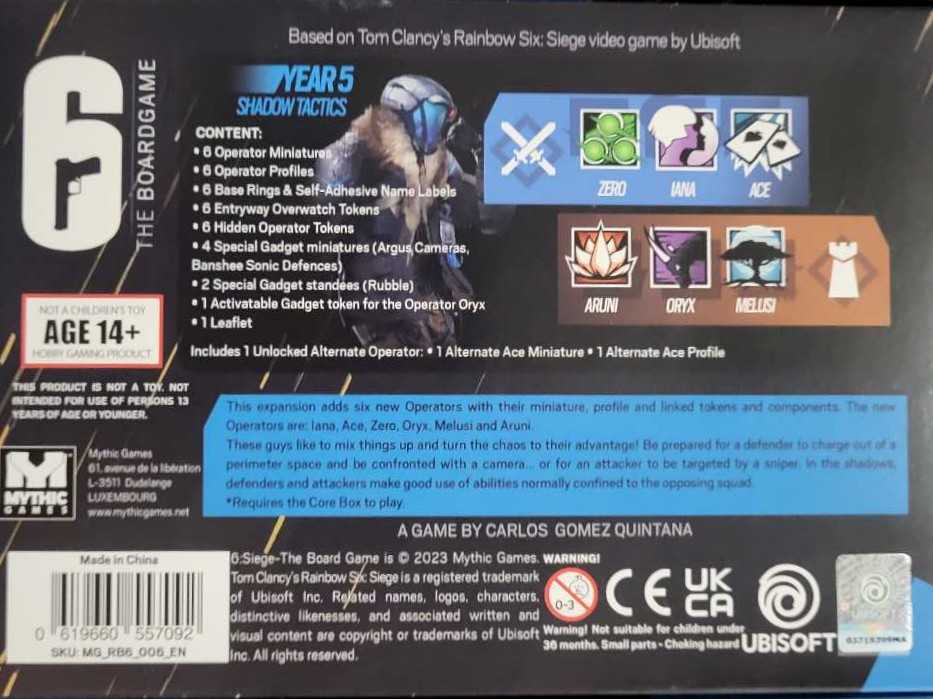 6 Siege: Year 5 Shadow Tactics  (2-4) board game collectible [Barcode 619660557092] - Main Image 2