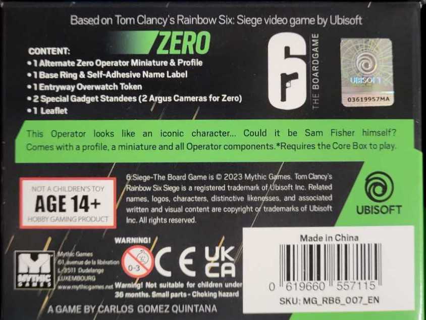 6 Siege: Zero KS Exclusive   board game collectible [Barcode 619660557115] - Main Image 2