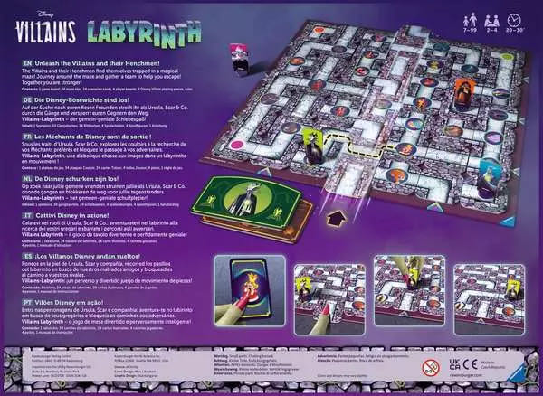Ravensburger Disney Villains Labyrinth Board Game - Engaging Family Fun for Ages 7 and Up | Dynamic Maze Puzzle | Quality Design | Ideal Gift for Disney Fans  (2-4) board game collectible - Main Image 2