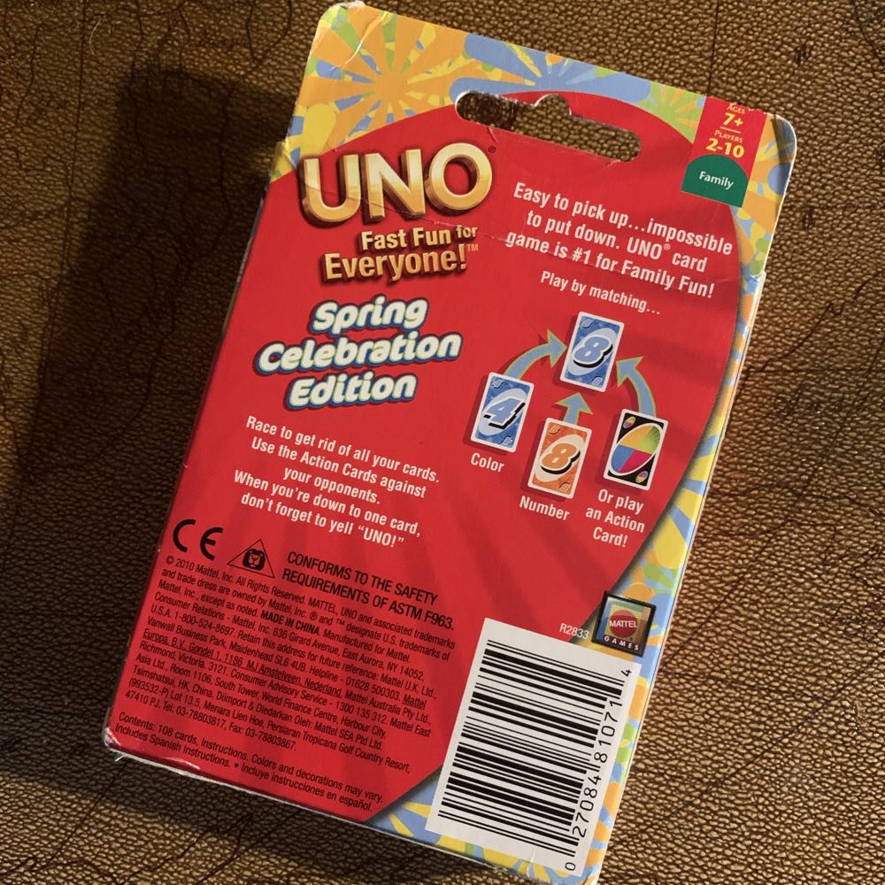 UNO Seasonal: UNO® SPRING CELEBRATION Edition  (2-10) board game collectible [Barcode 027084810714] - Main Image 2
