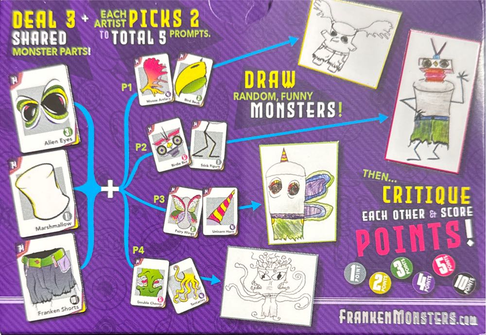 FrankenMonsters: Family Drawing Game  (3-6 (3,4,5,6)) board game collectible - Main Image 2