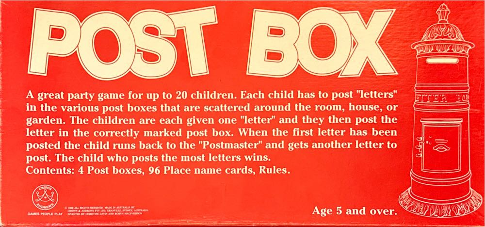 Post Box  (1-20) board game collectible [Barcode 9310281005825] - Main Image 2