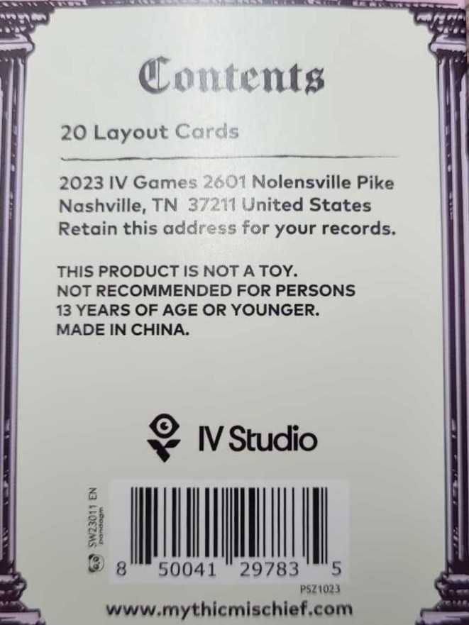 Mythic Mischief: Layout Cards  board game collectible [Barcode 850041297835] - Main Image 2