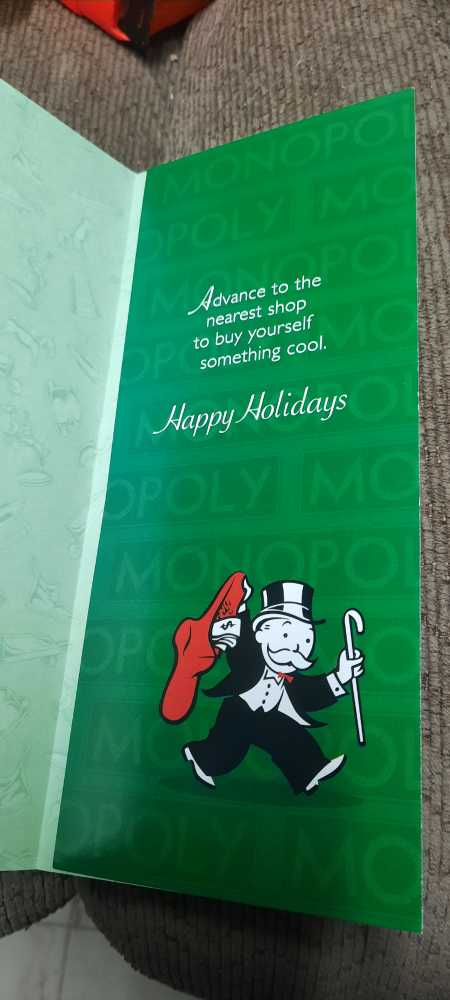 Monopoly Money Holiday Card  board game collectible [Barcode 067008410385] - Main Image 2