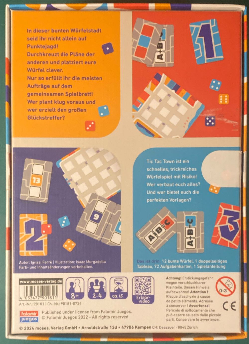 Moses Verlag Tic Tac Town Ignasi Ferré Würfelspiel  (2-4) board game collectible [Barcode 4033477901811] - Main Image 2