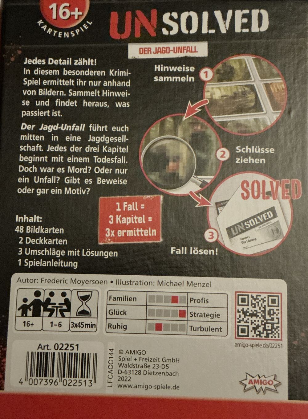 Unsolved Der Jagdunfall German Jagd Unfall The Hunting Accident Amigo Freizeit  (1-6) board game collectible [Barcode 4007396022513] - Main Image 2