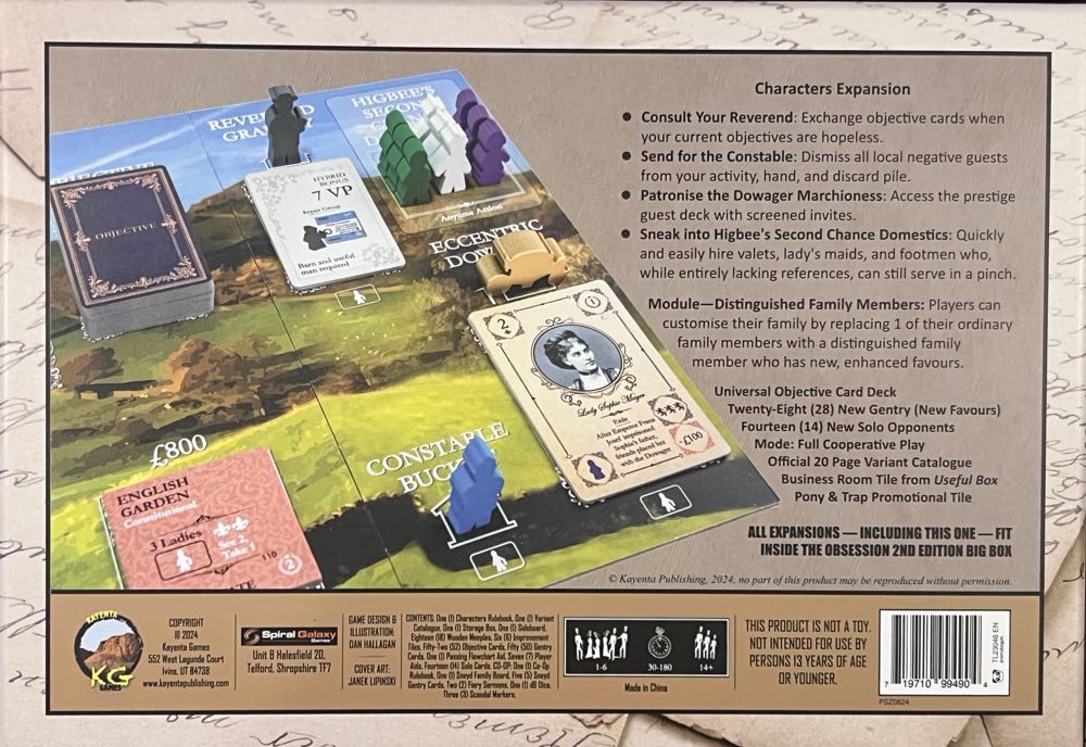 Obsession: Characters  (1-6) board game collectible [Barcode 719710994904] - Main Image 2