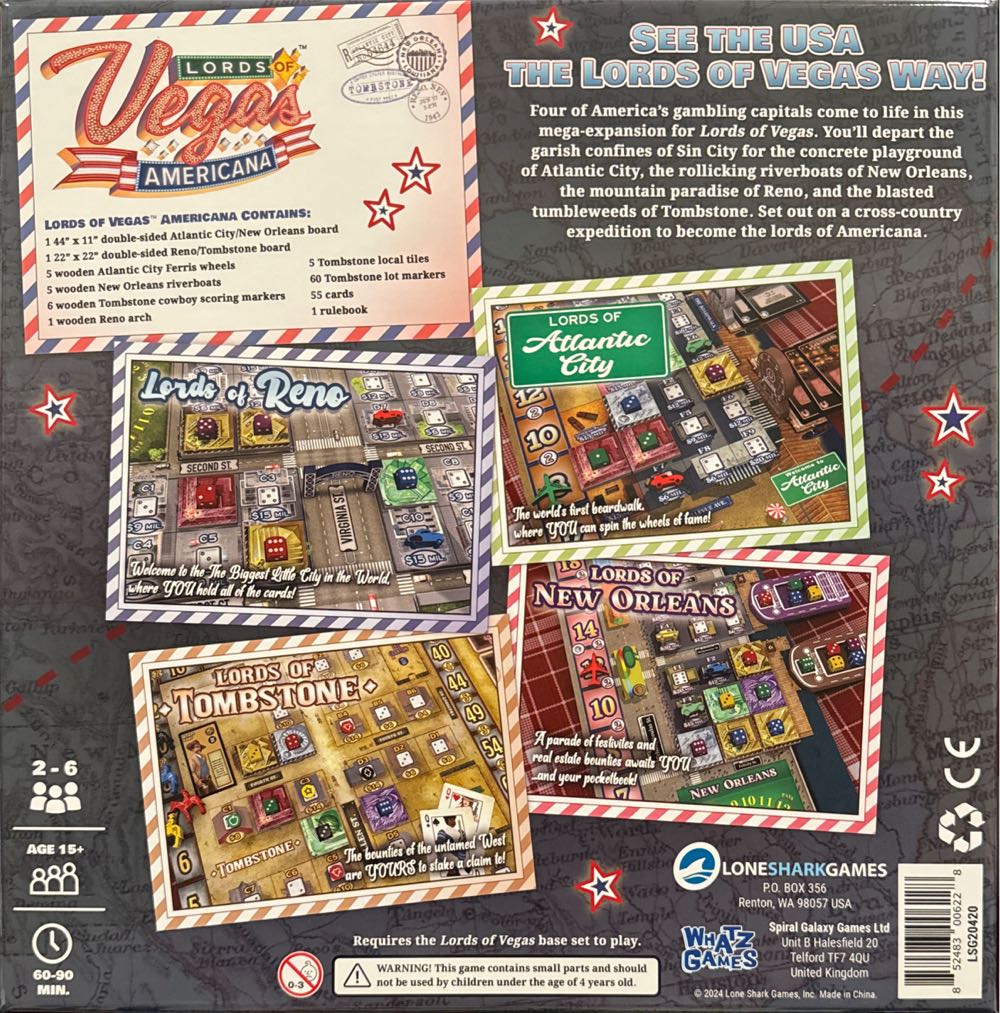 Lords Of Vegas: Americana  (2-6) board game collectible [Barcode 852483006228] - Main Image 2
