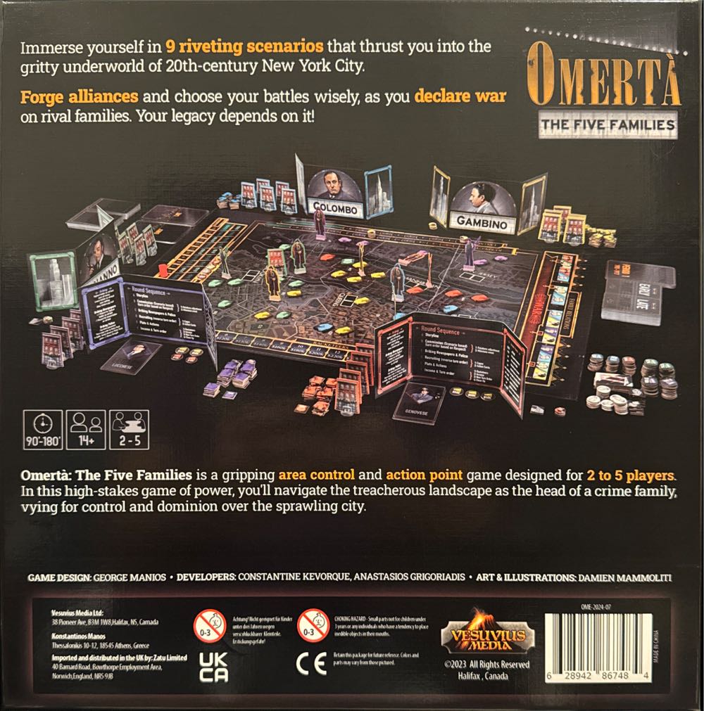 Omerta: The Five Families  (2-5) board game collectible [Barcode 628942867484] - Main Image 2