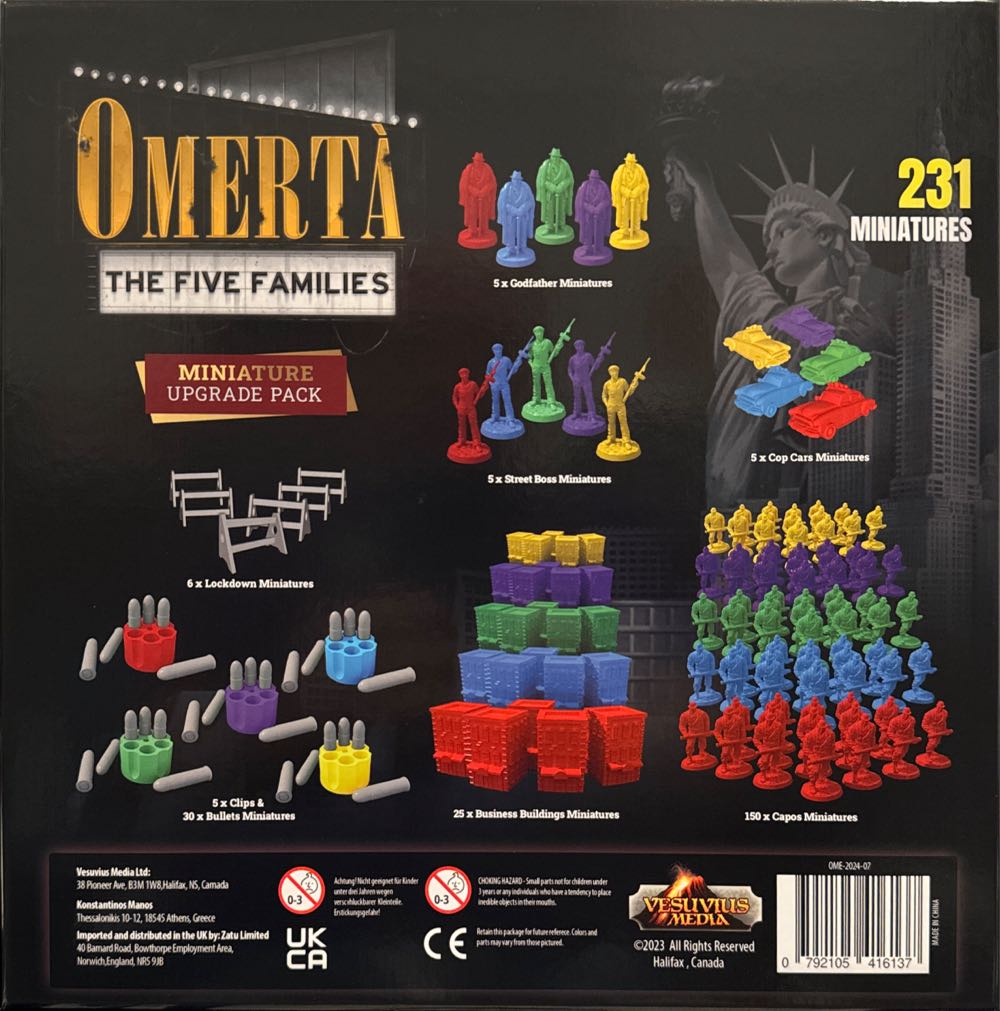 Omertà: The Five Families - Miniature Upgrade Pack  board game collectible [Barcode 792105416137] - Main Image 2