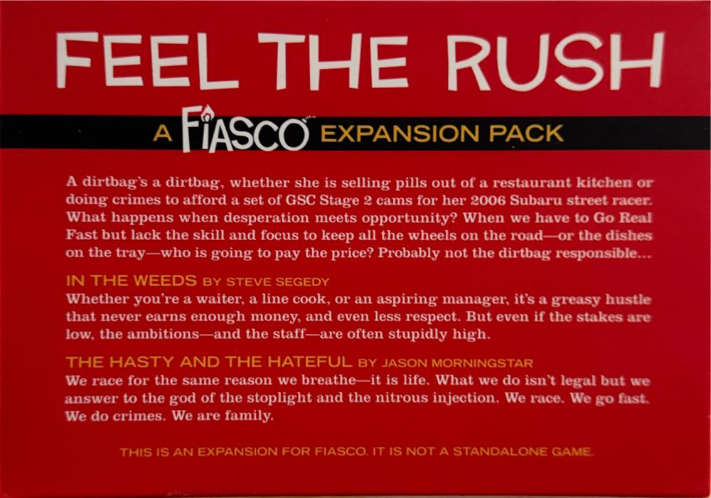 Fiasco: Feel The Rush  board game collectible [Barcode 850014282059] - Main Image 2