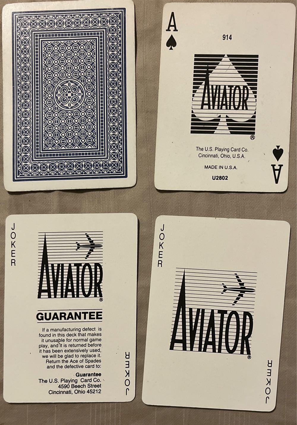 Aviator Poker Size Playing Cards 914 Blue  board game collectible [Barcode 073854009147] - Main Image 2