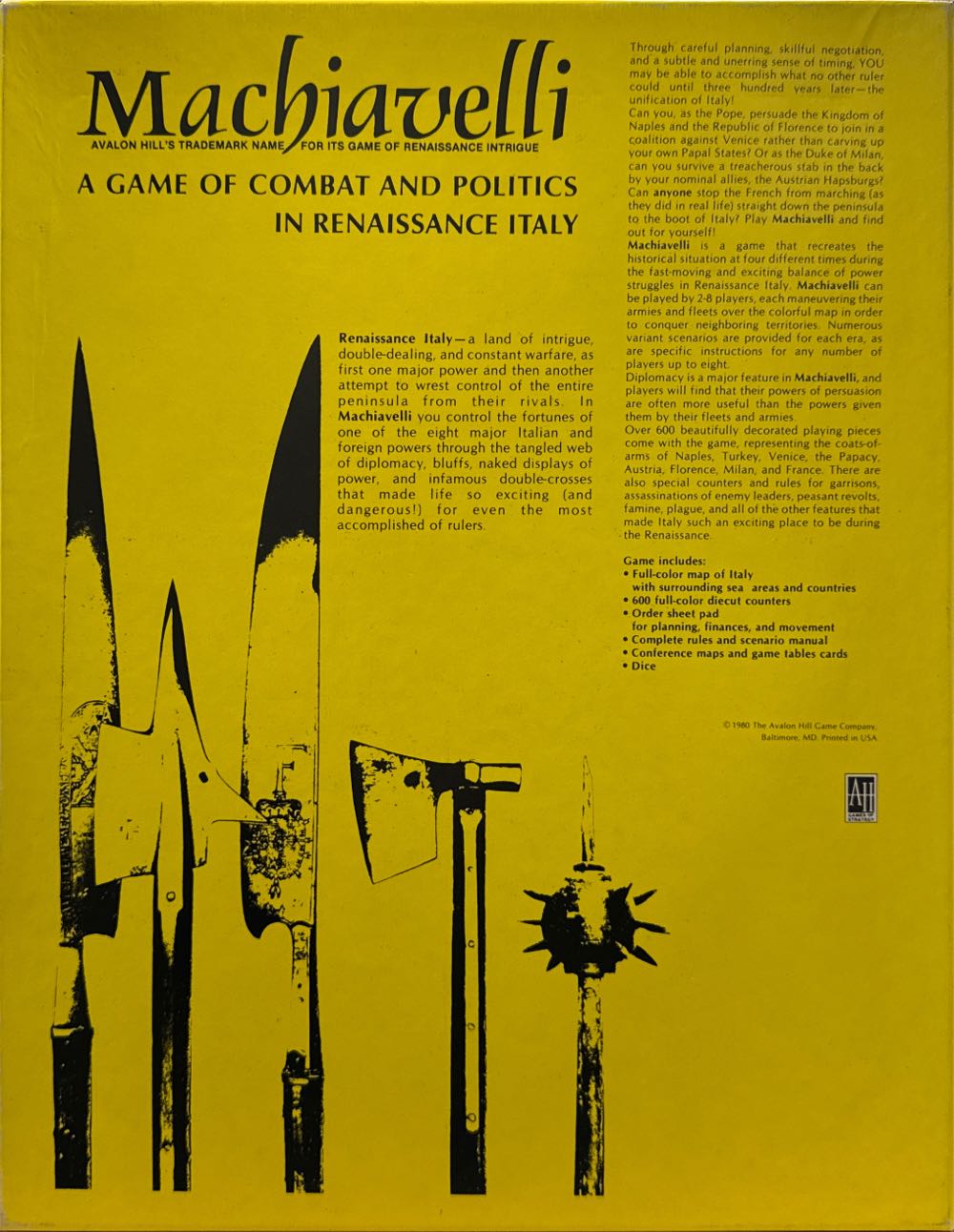 Machiavelli: A Game Of Combat And Politics In Renaissance Italy  (4-8) board game collectible - Main Image 2