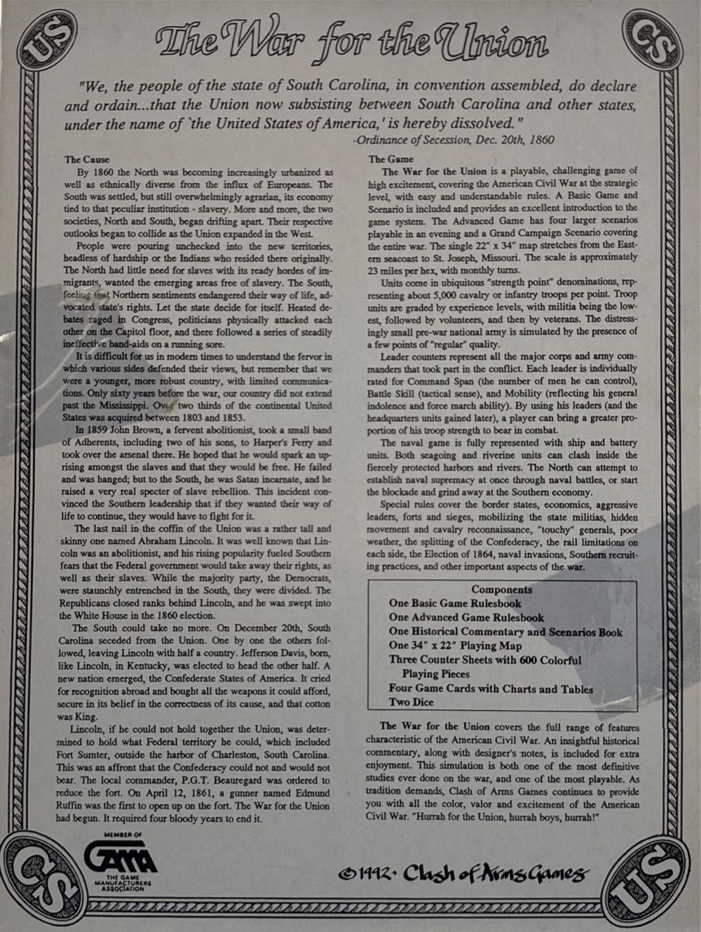 The War For The Union  (2) board game collectible - Main Image 2