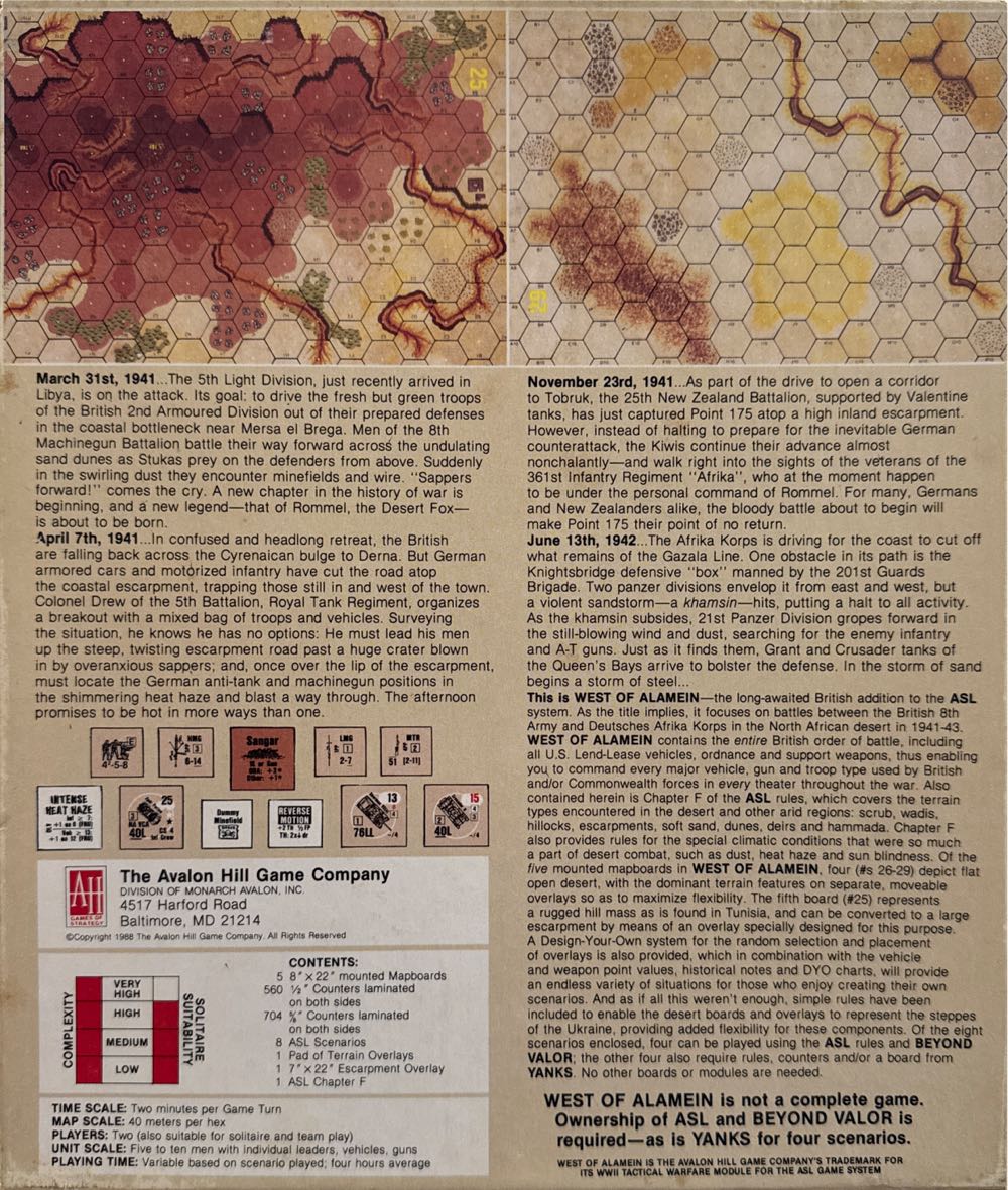 West Of Alamein: ASL Module 5  board game collectible [Barcode 045708082286] - Main Image 2