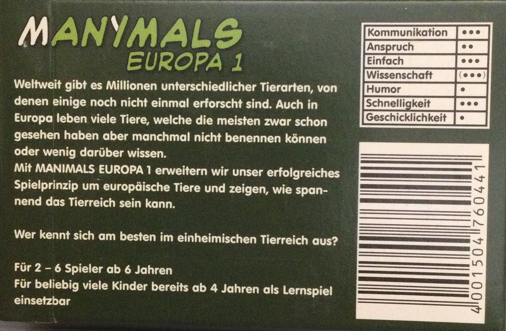 Animals Europa 1  board game collectible [Barcode 4001504760441] - Main Image 2