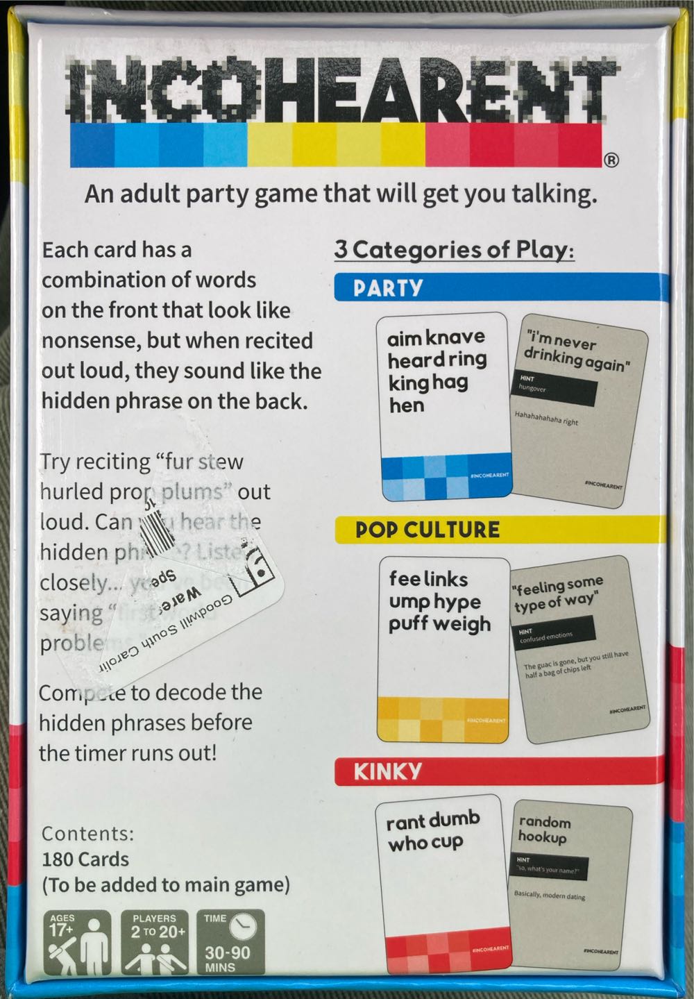 Incohearent: Expansion Pack #1  (2+) board game collectible [Barcode 810816030647] - Main Image 2