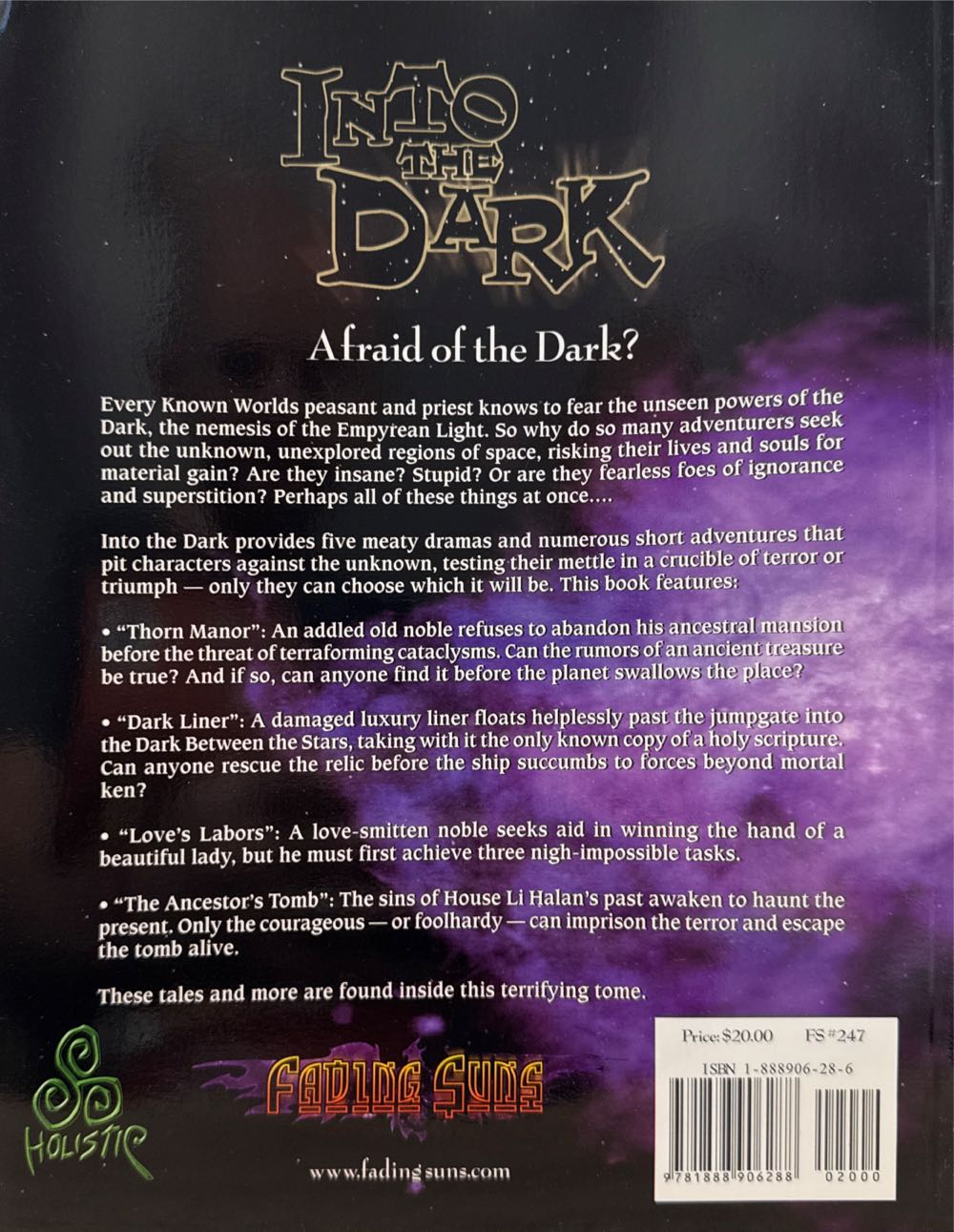 Fading Suns: Into The Dark  board game collectible [Barcode 9781888906288] - Main Image 2