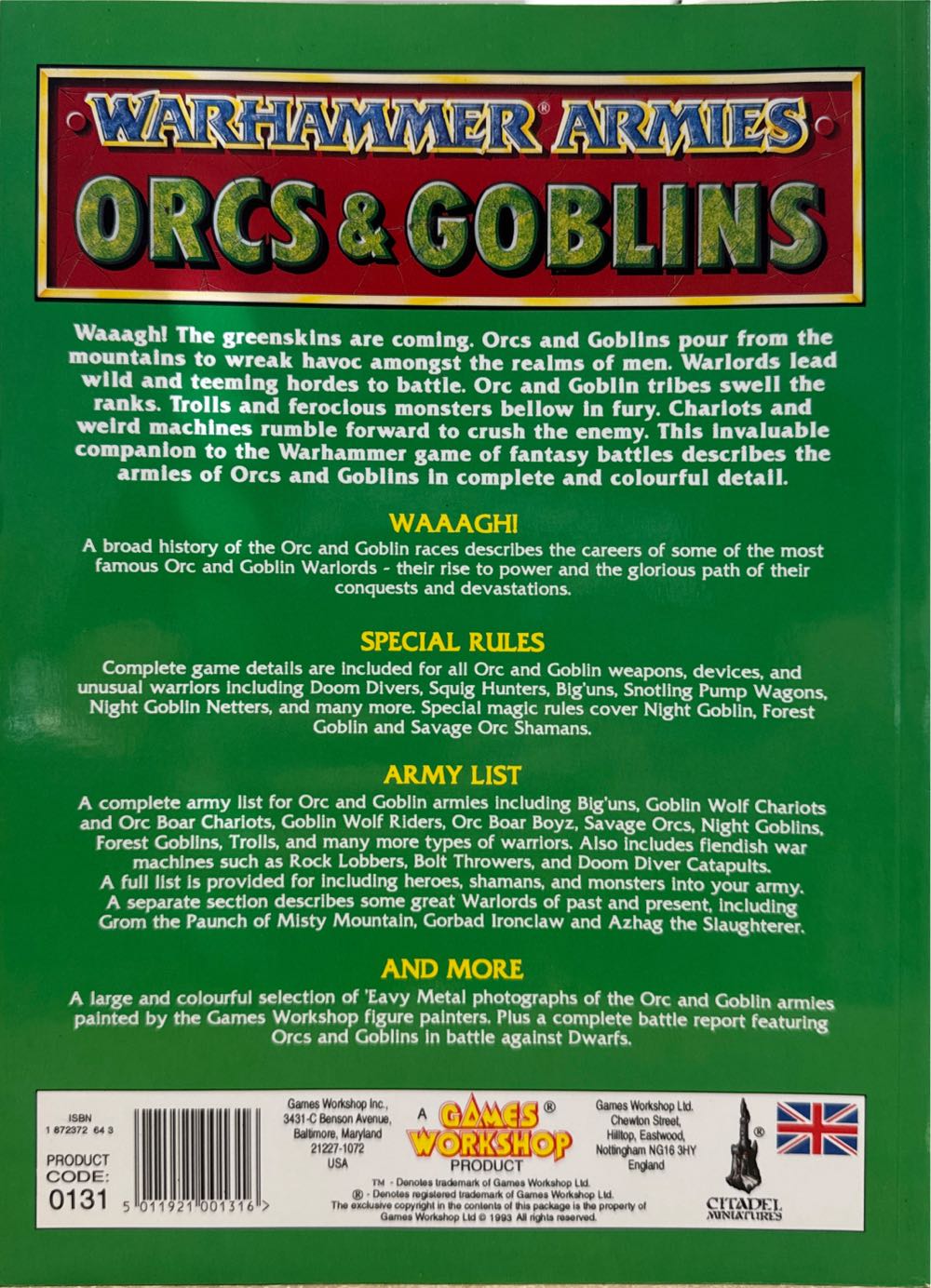 Warhammer Armies: Ors & Goblins  board game collectible [Barcode 5011921001316] - Main Image 2