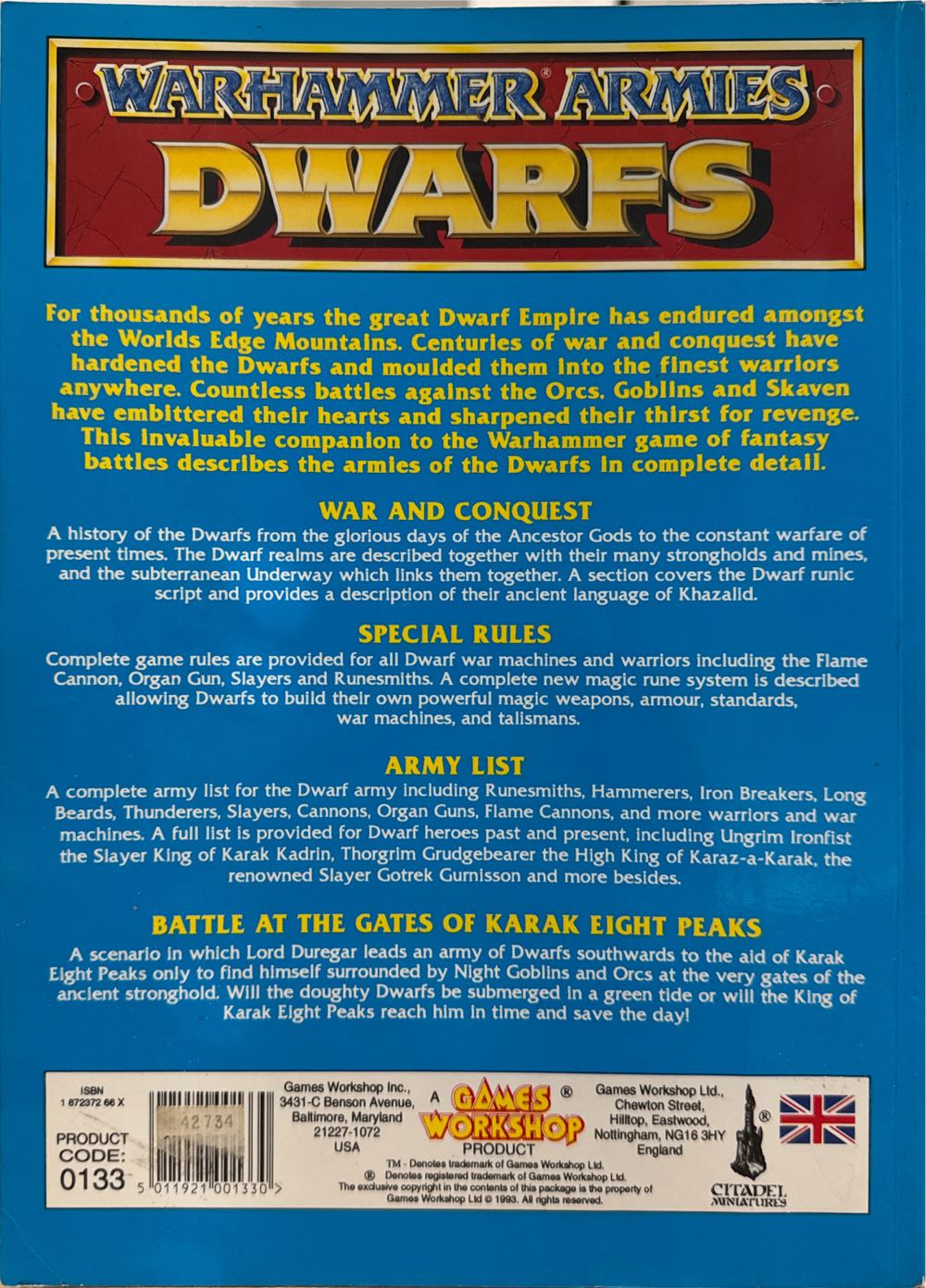 Warhammer Armies: Dwarfs  board game collectible [Barcode 5011921001330] - Main Image 2