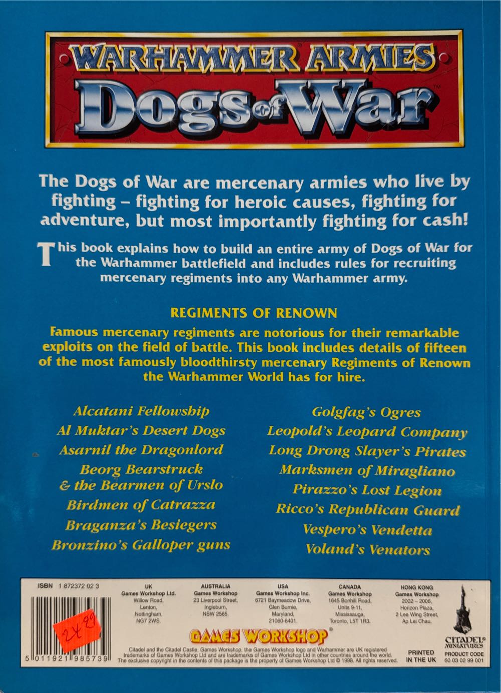 Warhammer Armies L: Dogs Of War  board game collectible [Barcode 5011921985739] - Main Image 2