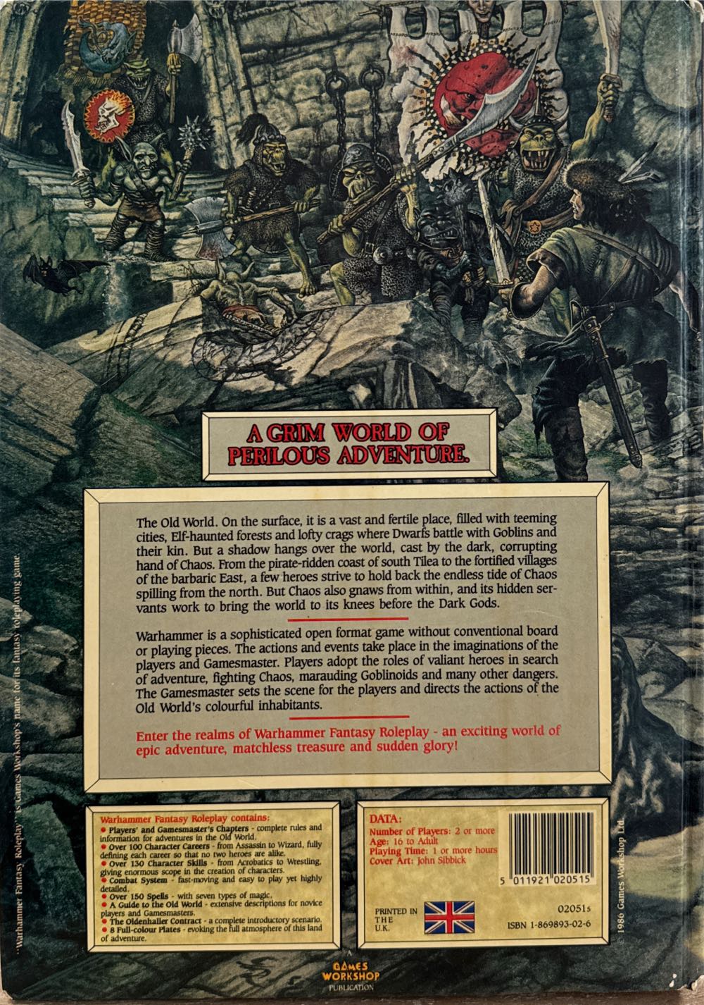 Warhammer Fantasy Roleplay: 1st Edition Hardback  (2+) board game collectible [Barcode 5011921020515] - Main Image 2