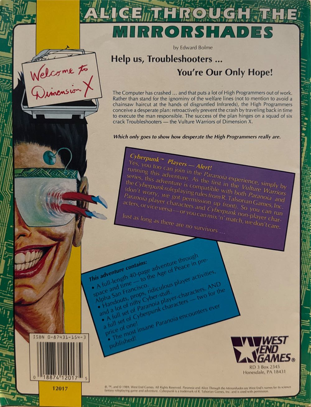 Paranoia: Alice Through The Mirrorshades  board game collectible [Barcode 018874120175] - Main Image 2