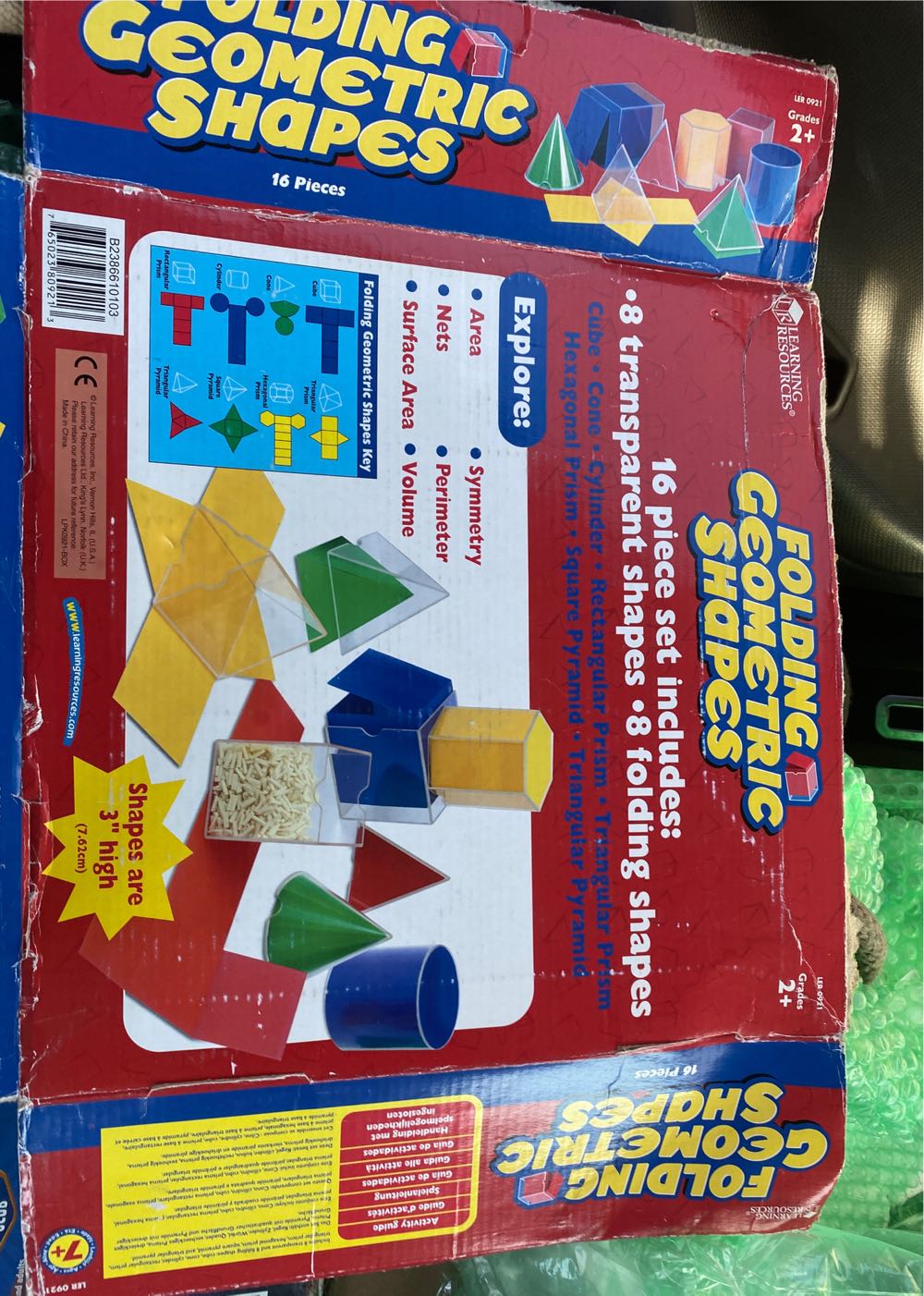Learning Resources Folding Geometric Shapes 16 Pieces Ages 7 Geometry Accessories Teacher Aids Math Helper Teacher Supplies Math Games For Kidsback To School Supplies  board game collectible [Barcode 765023809213] - Main Image 2
