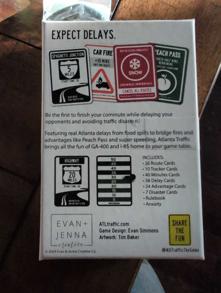 Atlanta Traffic: The Card Game Giga Bites Tabletop Cafe  (3-8) board game collectible [Barcode 196852928934] - Main Image 2