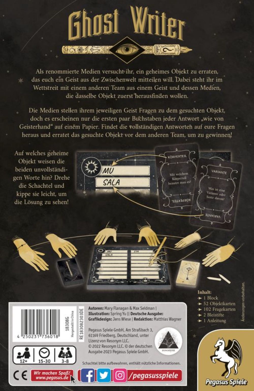 Pegasus Spiele 18308g Ghost Writer Medium  (3-8) board game collectible [Barcode 4250231736018] - Main Image 2