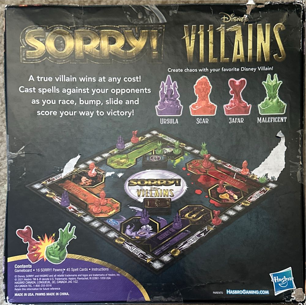 Sorry! Disney Villains  (2-4) board game collectible - Main Image 2
