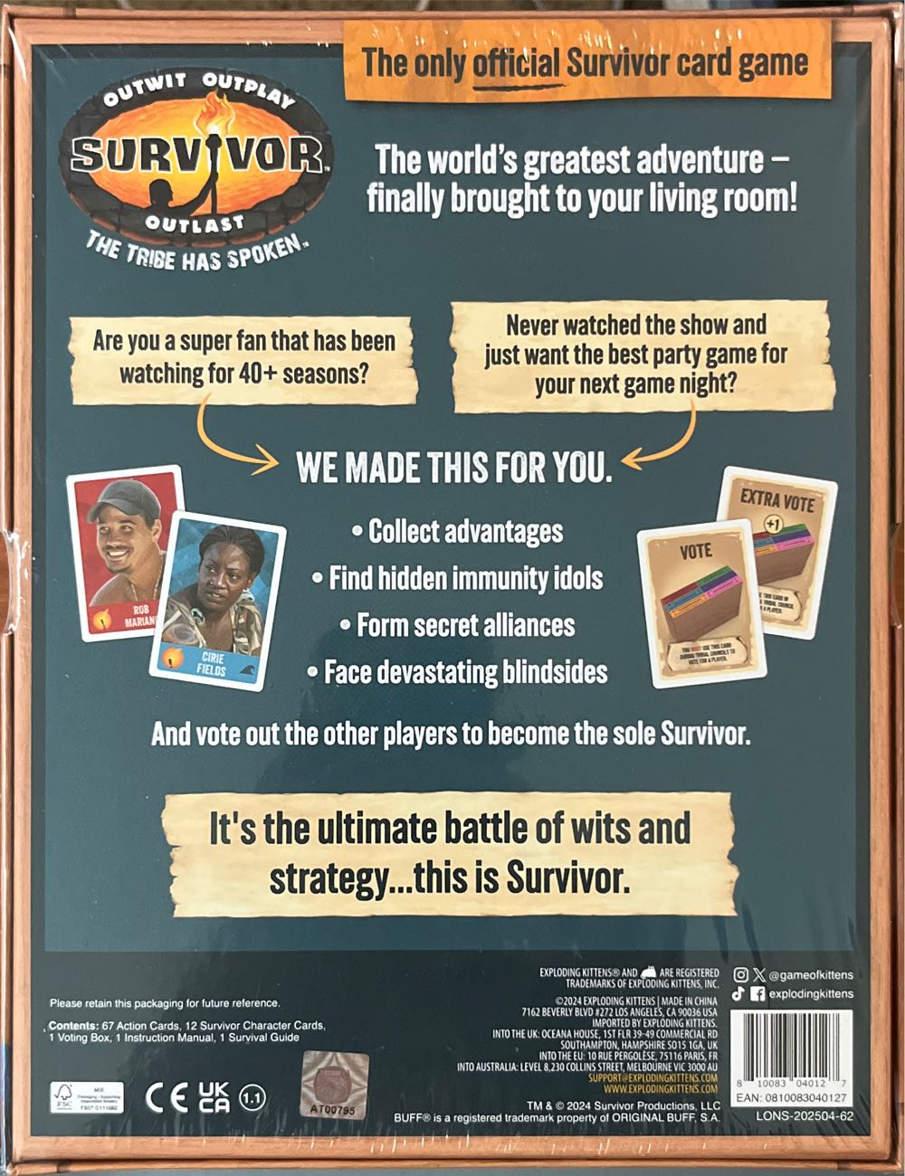 Survivor: The Tribe Has Spoken  (3-6) board game collectible [Barcode 810083040127] - Main Image 2
