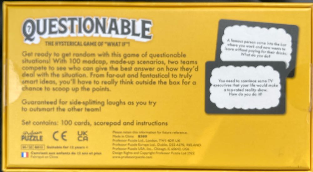 Questionable  (3+) board game collectible [Barcode 5056297248026] - Main Image 2