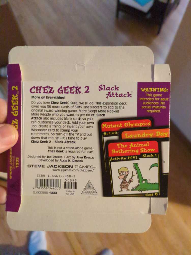 Chez Geek 2 Slack Attack Steve Jackson De Colocs Les Flemmingite 2: Ataque Pereza By John : Jeux Aigue Société  board game collectible [Barcode 9781556344503] - Main Image 2