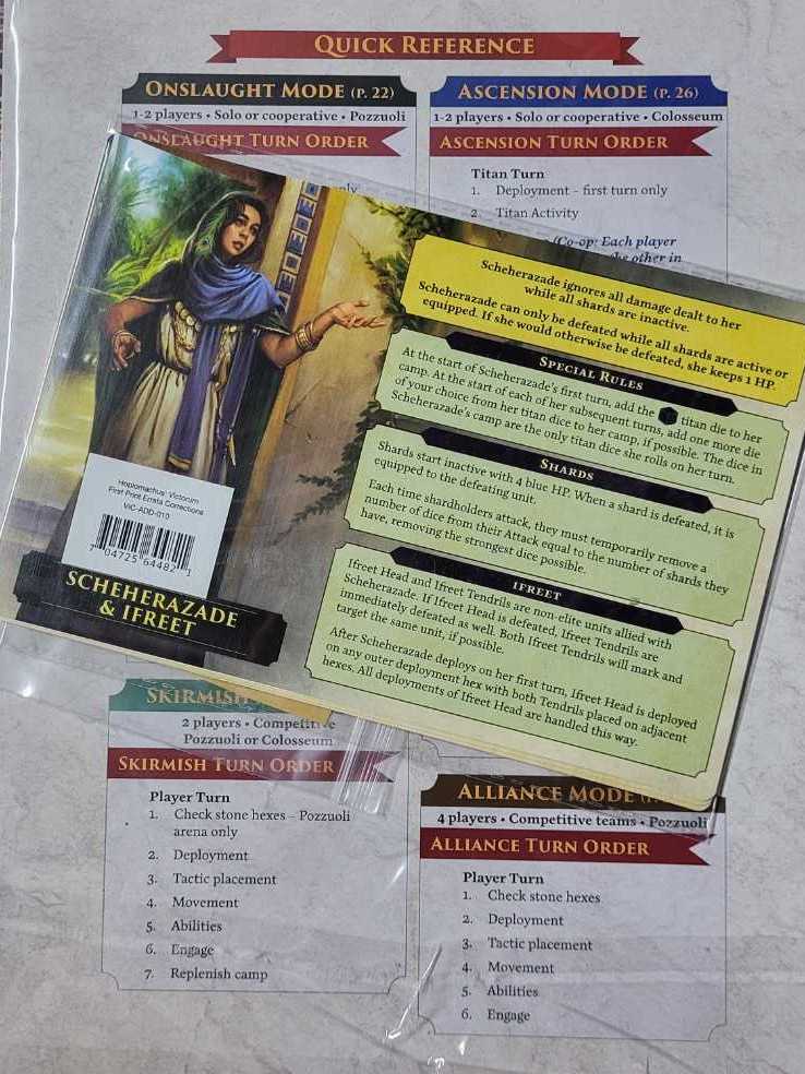 Hoplomachus: Victorum: 1st Print Errata  board game collectible [Barcode 704725644821] - Main Image 2