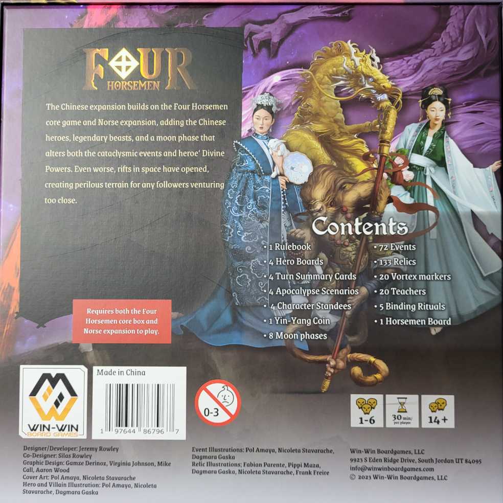 Four Horsemen: Chinese Expansion   (1-6) board game collectible [Barcode 197644867967] - Main Image 2