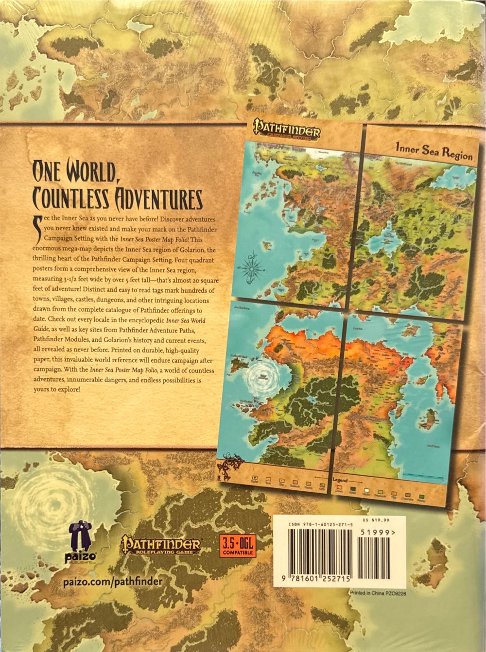 Pathfinder Campaign Setting: Inner Sea Poster Map Folio C: By Rob Lazzaretti Folio Setting Chronicles 0 1 2  board game collectible [Barcode 9781601252715] - Main Image 2