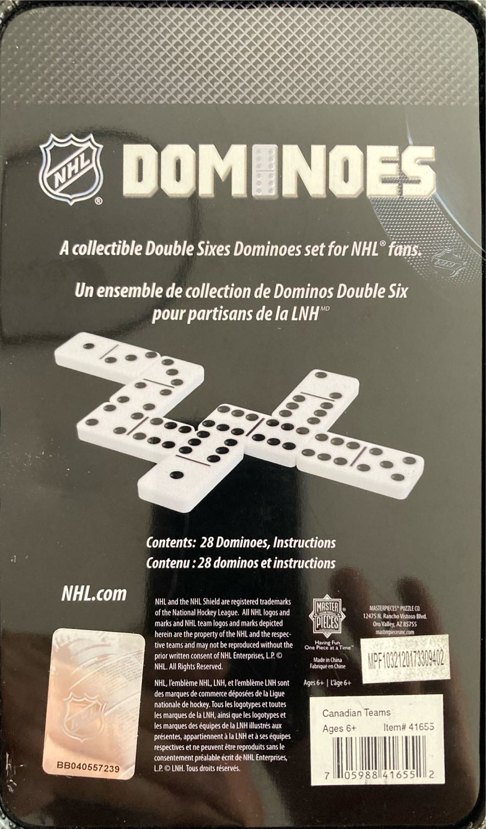 Canadian Teams Nhl Double Six Collector Edition Dominoes  board game collectible [Barcode 705988416552] - Main Image 2