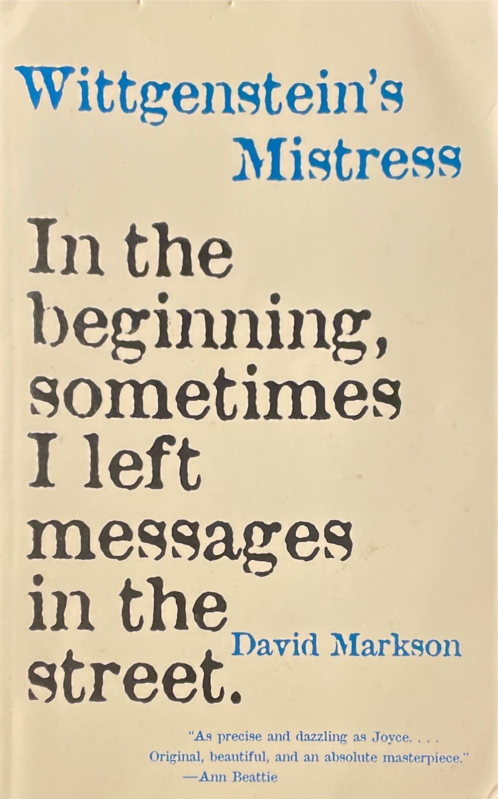 Wittgenstein’s Mistress