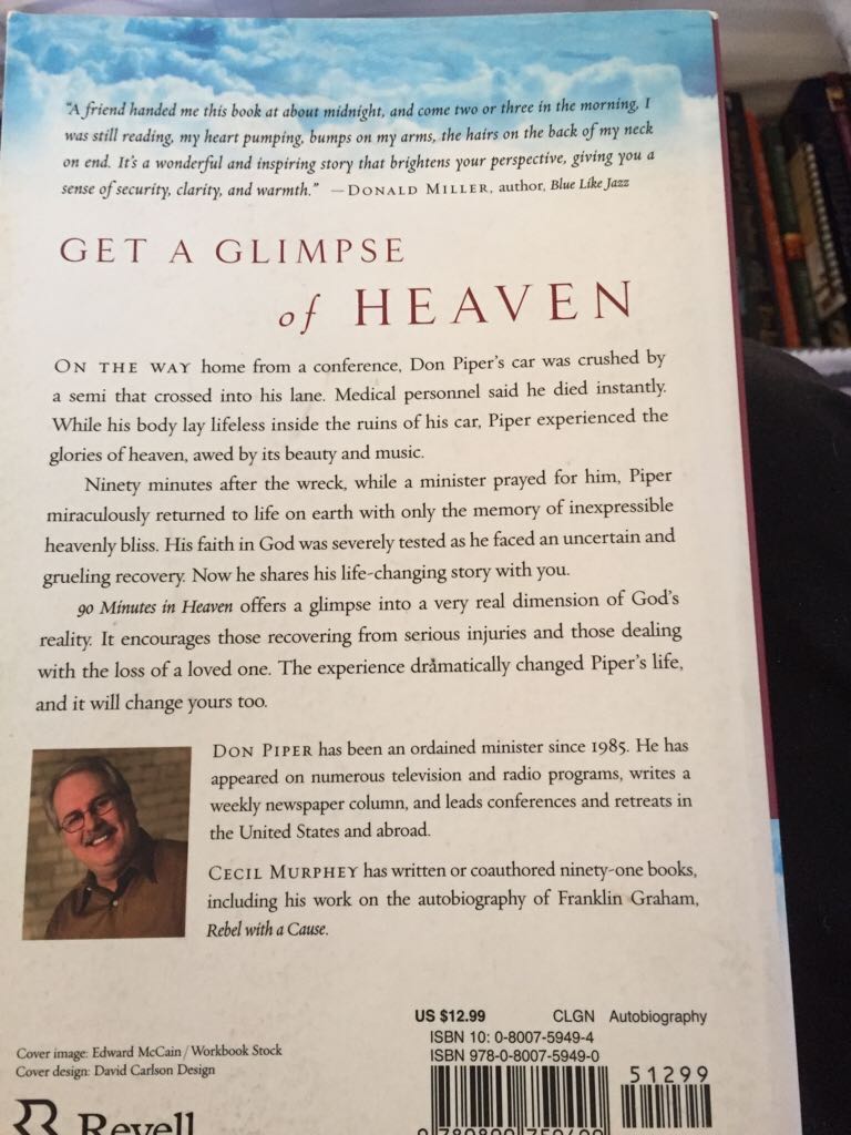 90 Minutes in Heaven - Don Piper (Fleming H Revell Co - Paperback) book collectible [Barcode 9780800759490] - Main Image 2